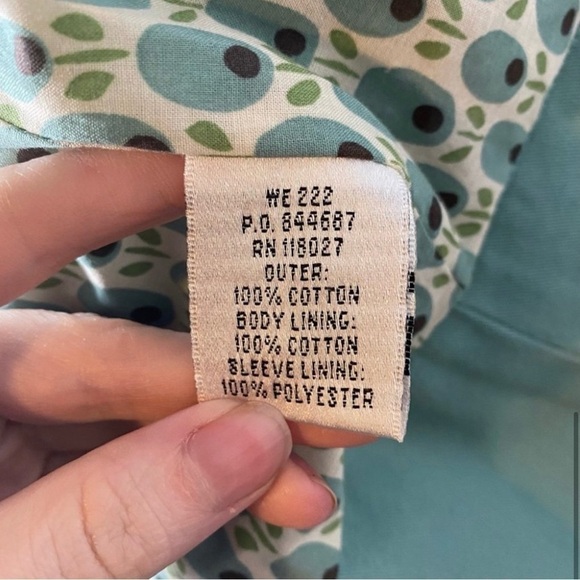 Boden Bauble Embellished Mid Length Spring Jacket Size 8 Teal FLAWED Lightweight - Picture 6 of 8